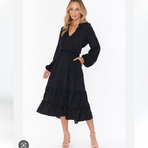 Show Me Your Mumu Cait midi black SMALL sheer dress.